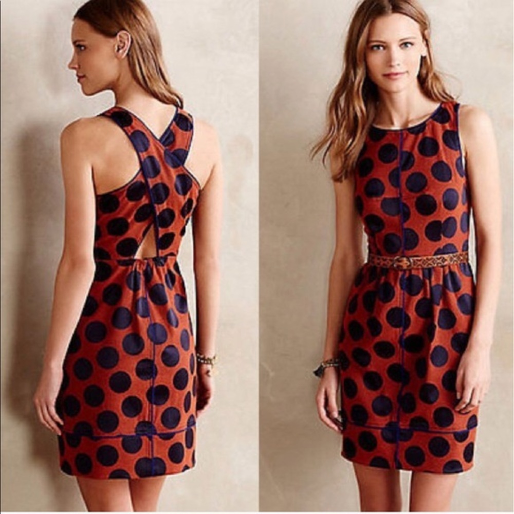 Anthropologie Maeve orange with blue large dot